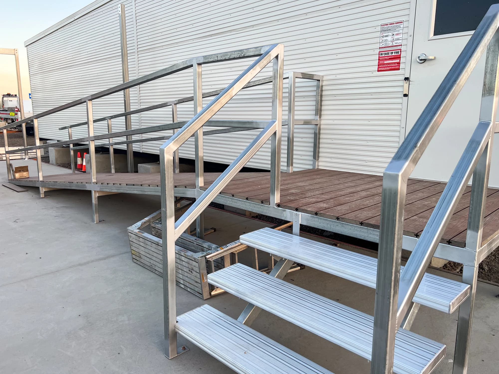 Steel steps and handrails leading to the Keeping Place landing